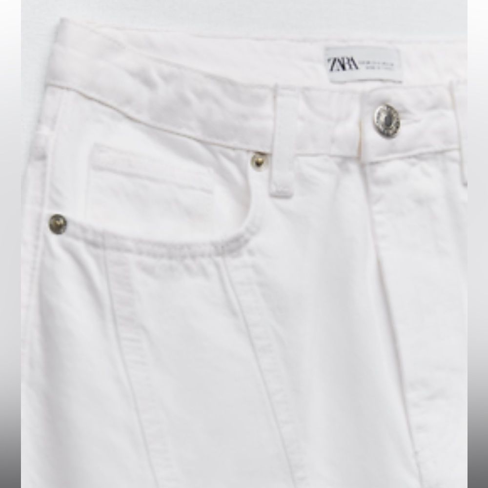 NWT ZARA WOMAN HIGH RISE STRAIGHT
LEG JEANS WHITE - Picture 3 of 9